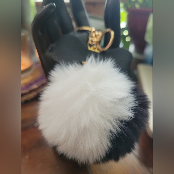 Elegant Black and White Fur Bagcharm - Picture 3 of 4